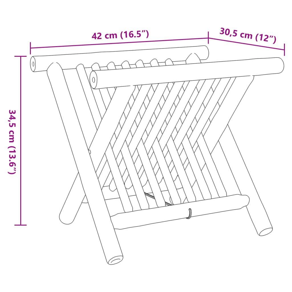 vidaXL Magazine Rack 42x30.5x34.5 cm Bamboo