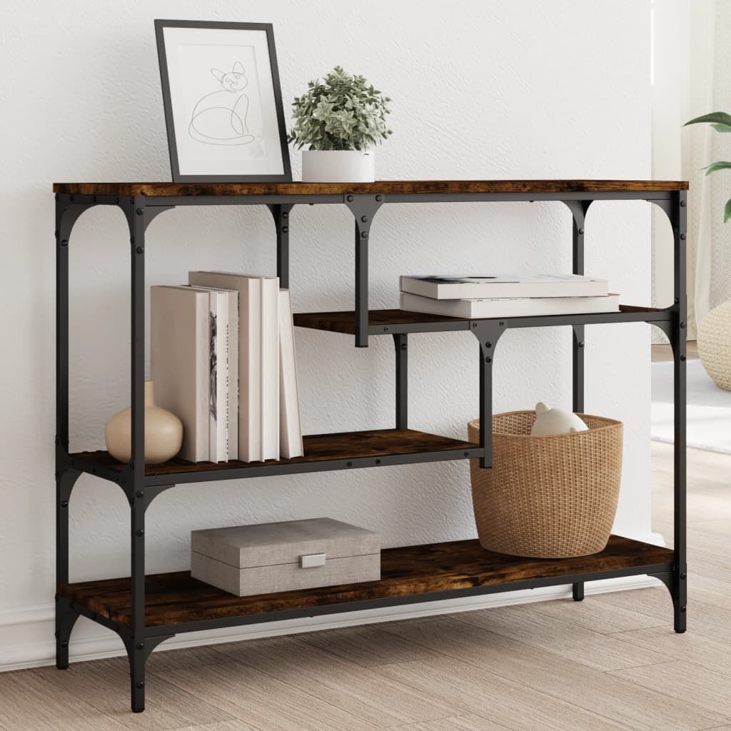 vidaXL Console Table Smoked Oak 100x30x75 cm Engineered Wood