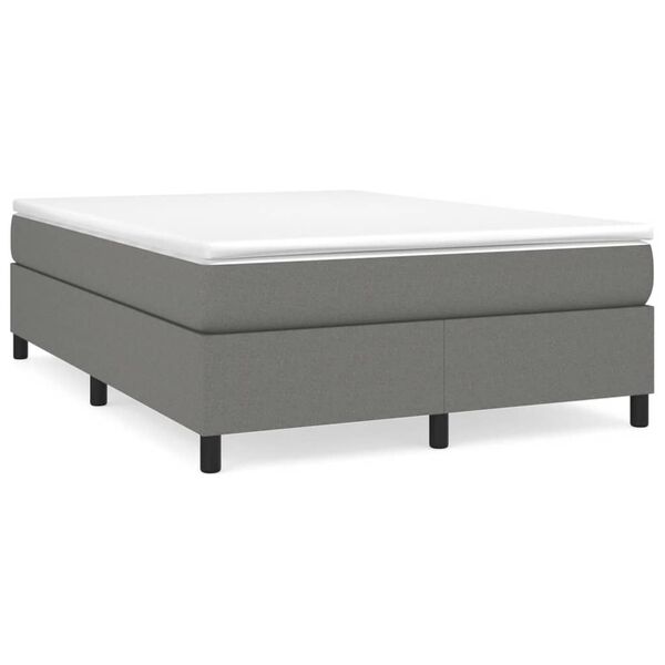 vidaXL Box Spring Bed Frame Dark Grey Queen Fabric