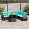 vidaXL 7 Piece Garden Sofa Set with Cushions Black Poly Rattan