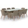 vidaXL 9 Piece Garden Dining Set Poly Rattan Brown