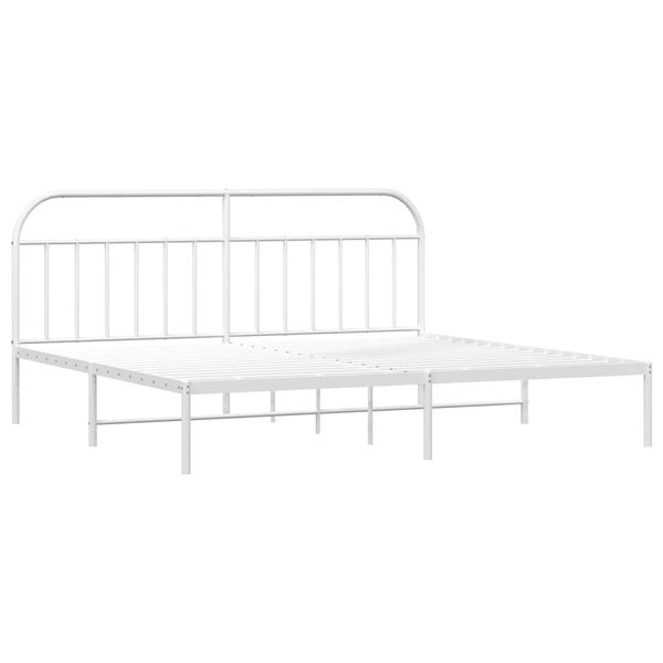 vidaXL Metal Bed Frame without Mattress with Headboard White 193x203cm