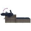 vidaXL Double Sun Lounger with Canopy and Cushions Grey Poly Rattan