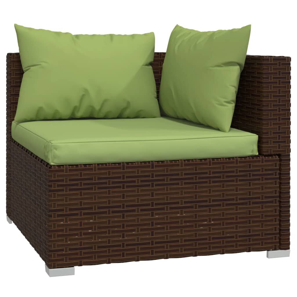 vidaXL 9 Piece Garden Lounge Set with Cushions Brown Poly Rattan
