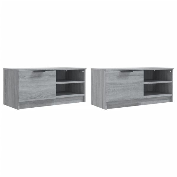 vidaXL TV Cabinets 2 pcs Grey Sonoma 80x35x36.5 cm Engineered Wood