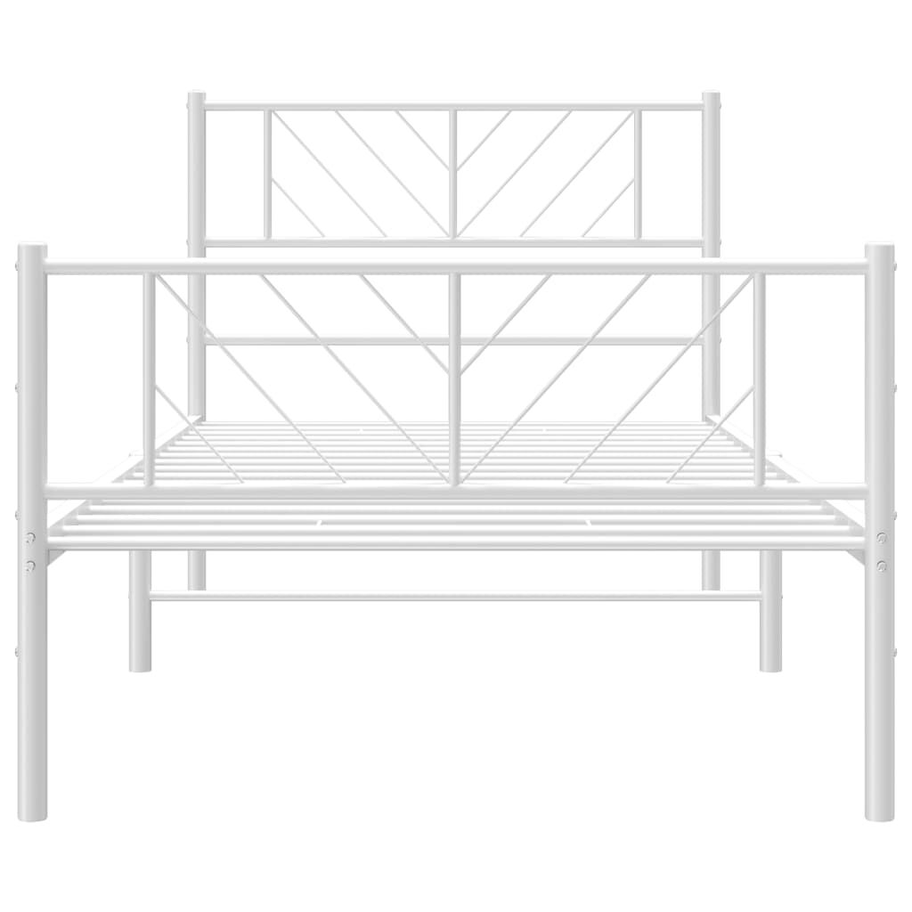 vidaXL Metal Bed Frame without Mattress with Footboard White 100x200cm