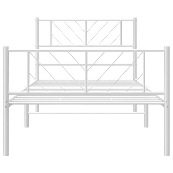vidaXL Metal Bed Frame without Mattress with Footboard White 100x200cm