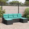 vidaXL Garden Sofa Set 6 pcs Black and turquoise Poly rattan