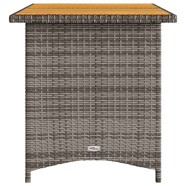 vidaXL Garden Table with Wooden Top Grey 110x68x70 cm Poly Rattan