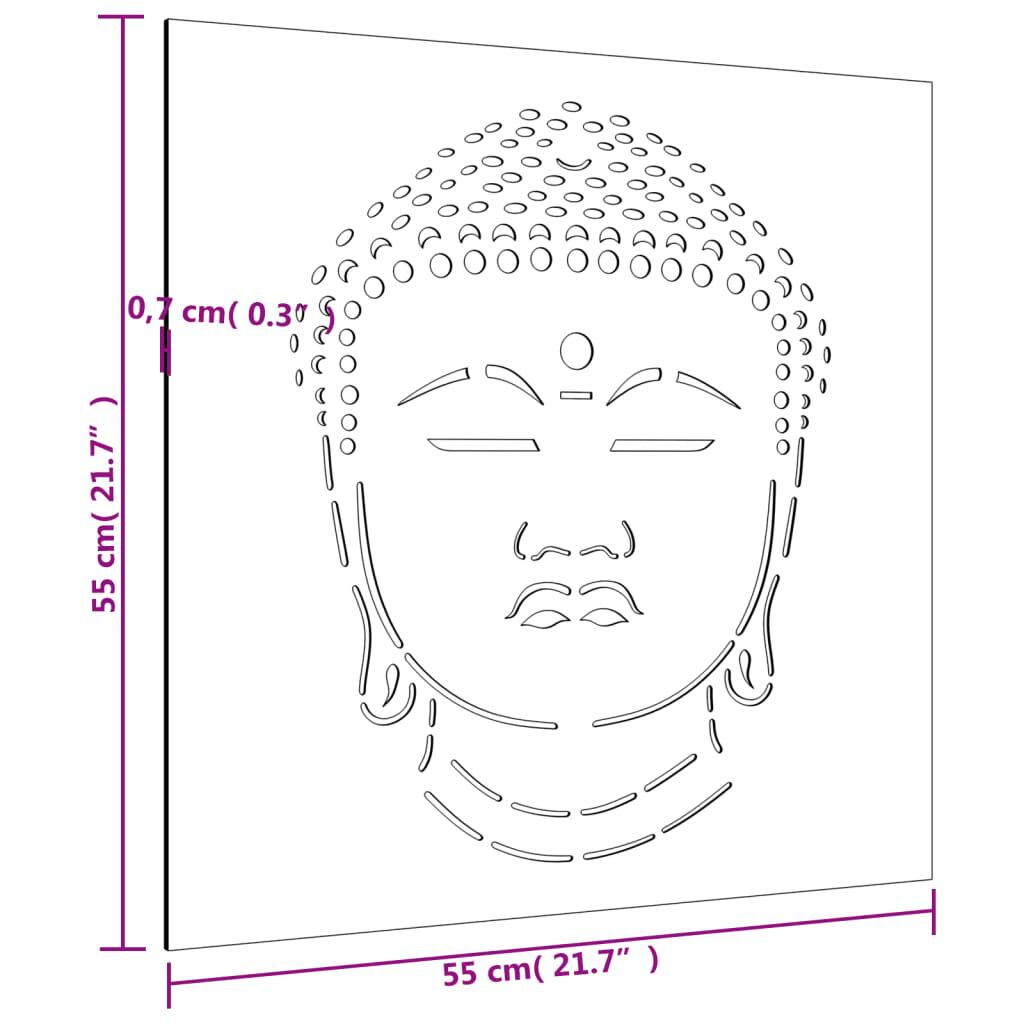 vidaXL Garden Wall Decoration 55x55 cm Corten Steel Buddha Head Design