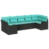 vidaXL Garden Sofa Set 7 pcs Black and turquoise Poly rattan