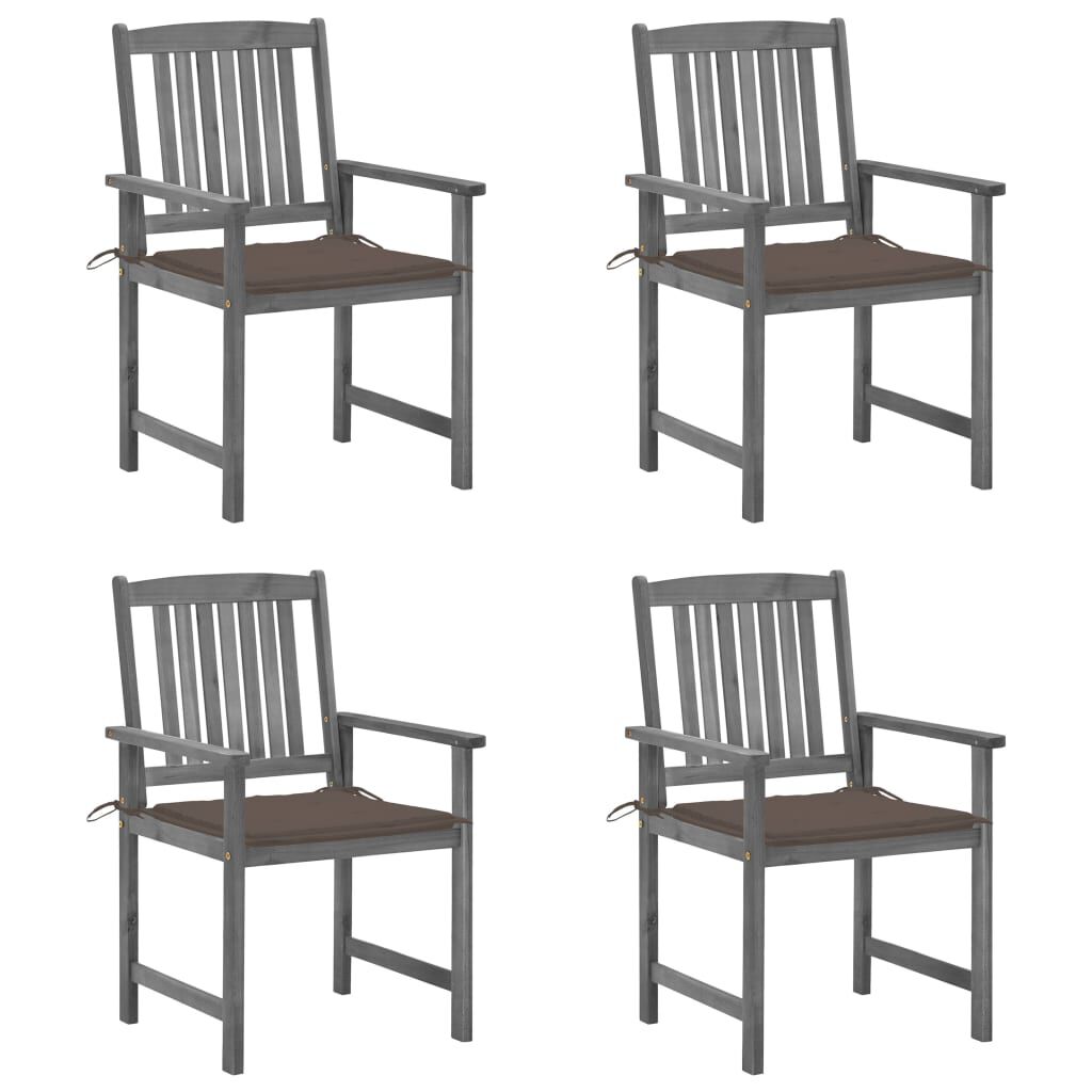 vidaXL Garden Chairs with Cushions 4 pcs Grey Solid Acacia Wood