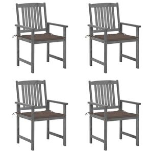 vidaXL Garden Chairs with Cushions 4 pcs Grey Solid Acacia Wood