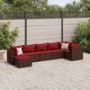 vidaXL 7 Piece Garden Lounge Set with Cushions Brown Poly Rattan