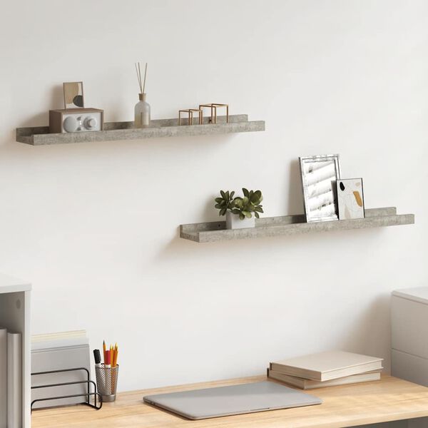 vidaXL Wall Shelves 2 pcs Concrete Grey 60x9x3 cm