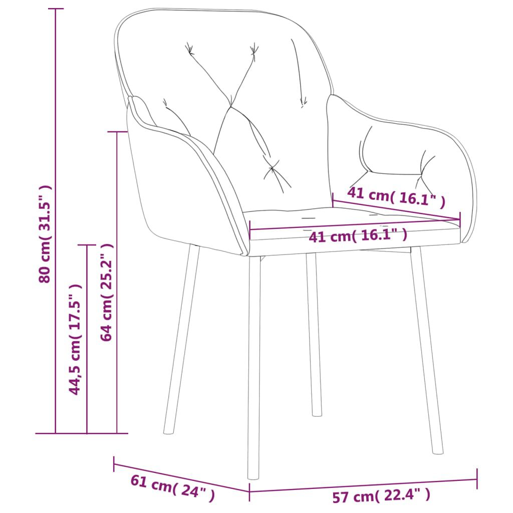 vidaXL Dining Chairs 2 pcs Cream Velvet
