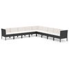 vidaXL 9 Piece Garden Lounge Set with Cushions Poly Rattan Black