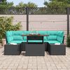 vidaXL Garden Dining Set with Cushion 7 pcs Black and Teal