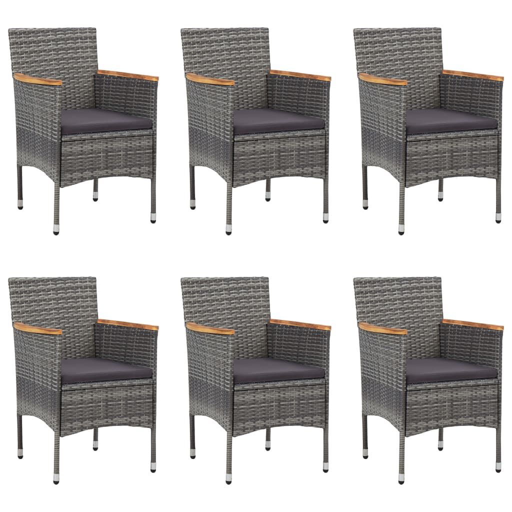 vidaXL 7 Piece Garden Dining Set Poly Rattan Grey