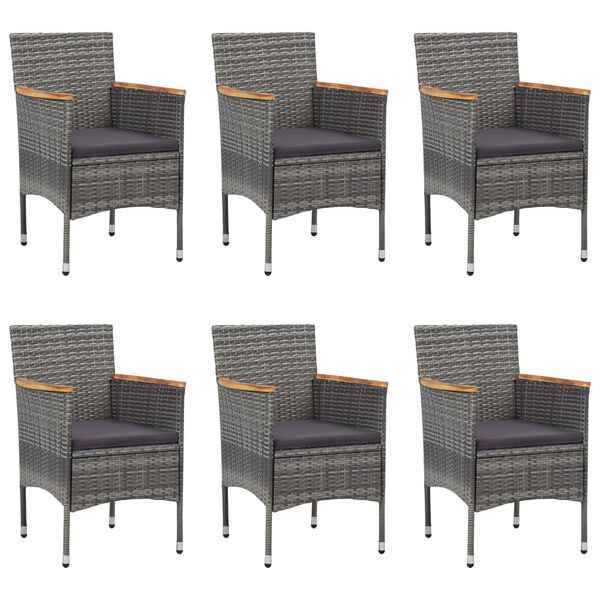 vidaXL 7 Piece Garden Dining Set Poly Rattan Grey