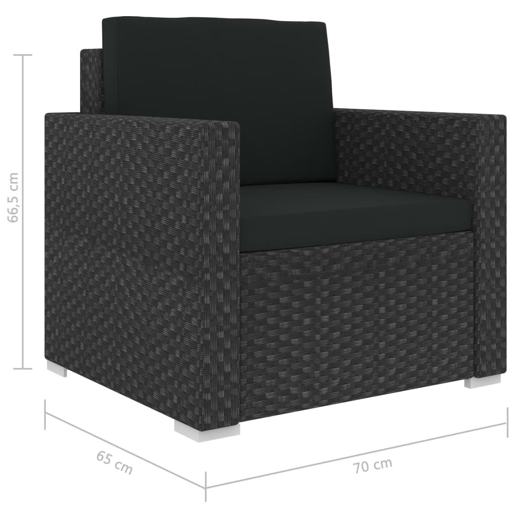 vidaXL 8 Piece Garden Lounge Set with Cushions Poly Rattan Black