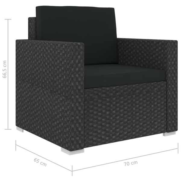 vidaXL 8 Piece Garden Lounge Set with Cushions Poly Rattan Black