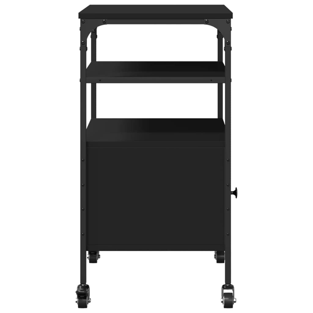 vidaXL Printer Stand 3-Tier Black 50x40x76 cm Engineered Wood