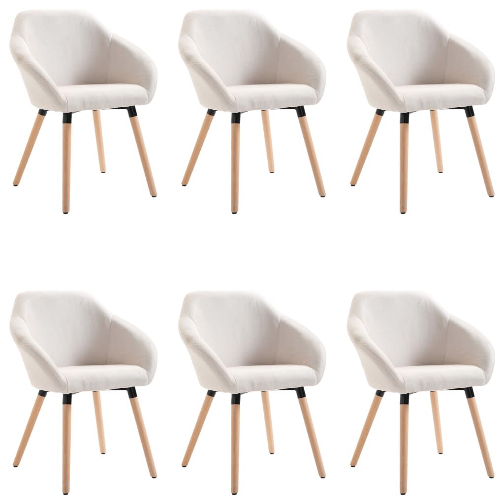 vidaXL Dining Chairs 6 pcs Cream Fabric