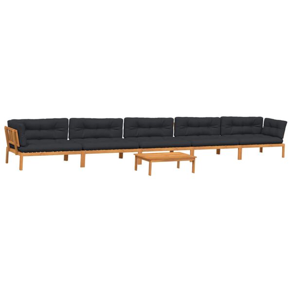 vidaXL 6 Piece Garden Pallet Sofa Set with Cushions Solid Wood Acacia