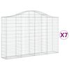 vidaXL Arched Gabion Baskets 7 pcs 200x30x120/140 cm Galvanised Iron