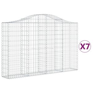 vidaXL Arched Gabion Baskets 7 pcs 200x30x120/140 cm Galvanised Iron
