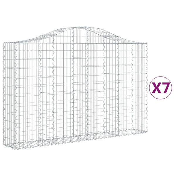 vidaXL Arched Gabion Baskets 7 pcs 200x30x120/140 cm Galvanised Iron