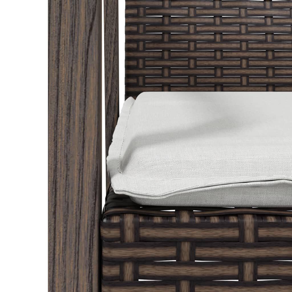 vidaXL 3 Piece Garden Dining Set with Cushions Poly Rattan and Steel