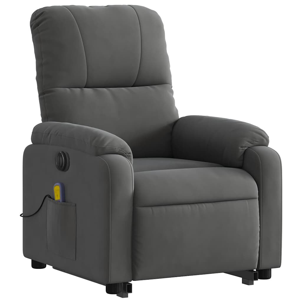 vidaXL Electric Stand up Massage Recliner Chair Dark Grey Microfibre Fabric