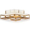 vidaXL 6 Piece Garden Lounge Set with Cushion Cream Solid Acacia Wood