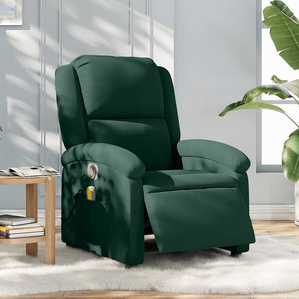 vidaXL Electric Massage Recliner Chair Dark Green Velvet