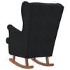 vidaXL Rocking Chair Wingback Black Velvet and Solid Wood