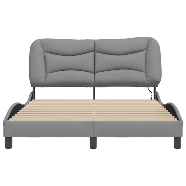 vidaXL Bed Frame with LED without Mattress "Hvar" Light Grey 137x190 cm Fabric