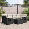 vidaXL 7 Piece Garden Sofa Set with Cushions Black Poly Rattan