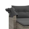 vidaXL Garden Sofa 2-Seater with Canopy and Stools Grey Poly Rattan