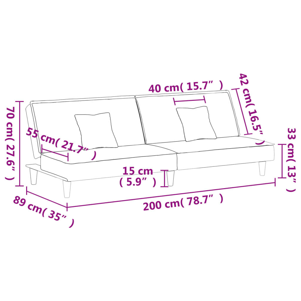 vidaXL Sofa Bed Light Grey Velvet