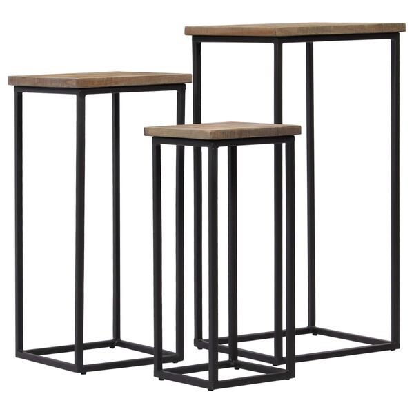 vidaXL 3 Piece Plant Table Set Reclaimed Teak
