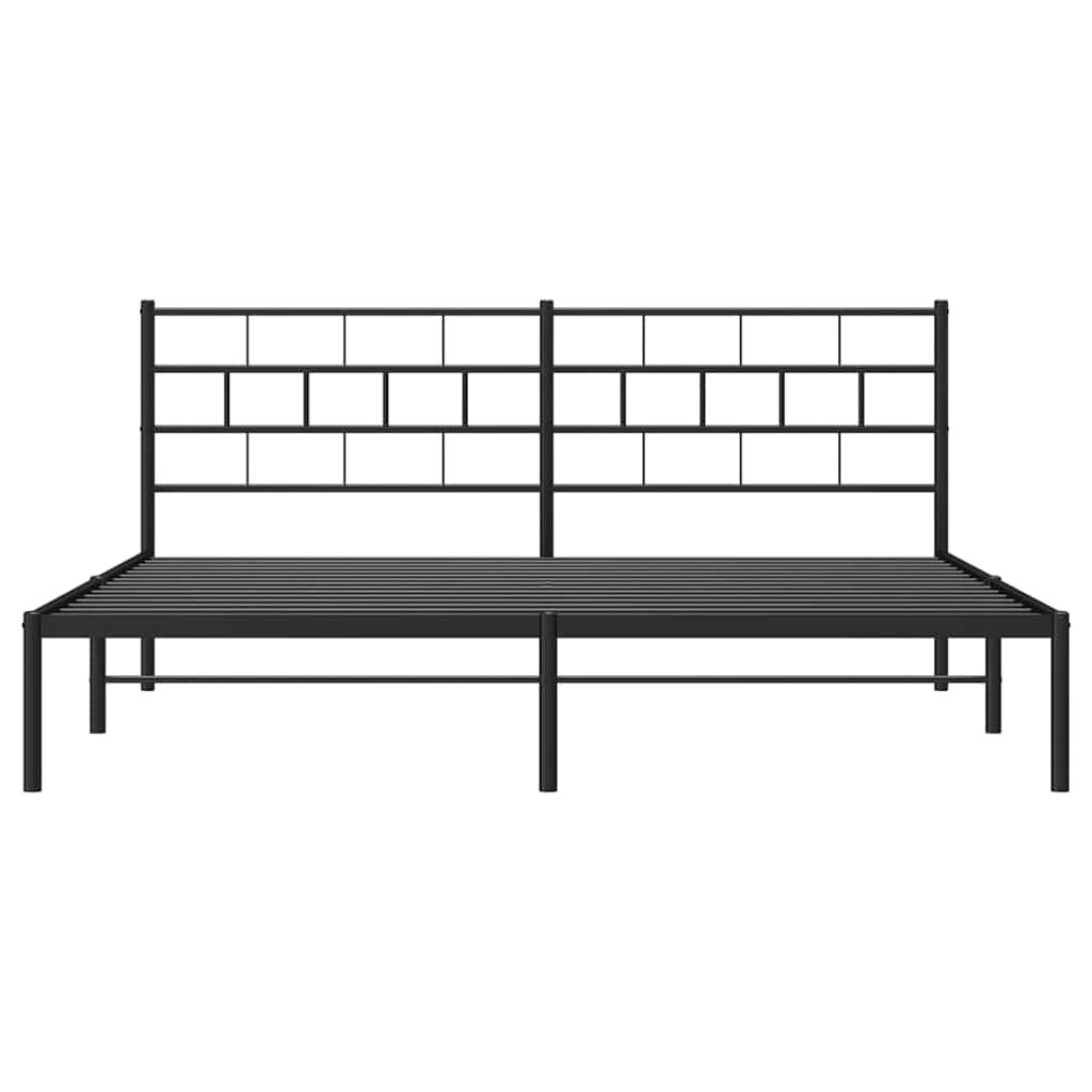 vidaXL Metal Bed Frame without Mattress with Headboard Black 183x213cm