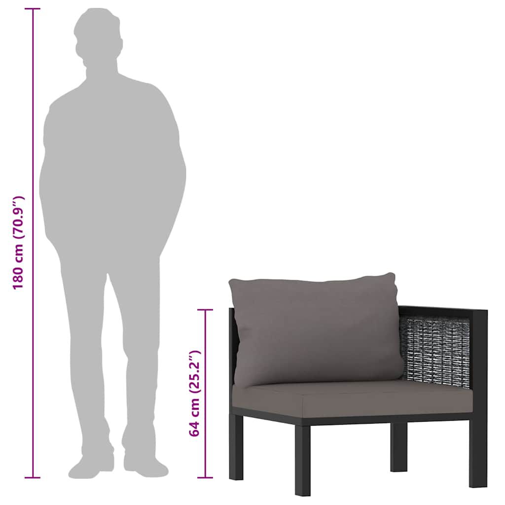 vidaXL Sectional Corner Sofa with Left Armrest Poly Rattan Anthracite