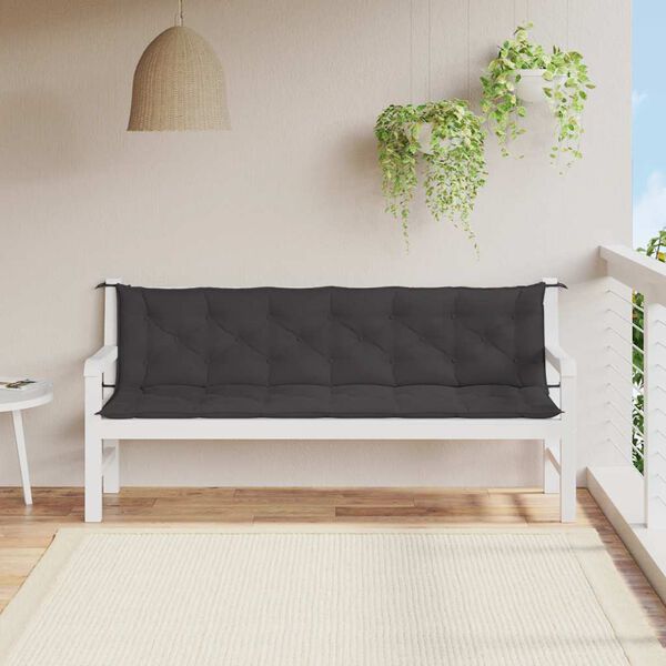 vidaXL Garden Bench Cushion Black 200x(50+50)x7cm Oxford Fabric