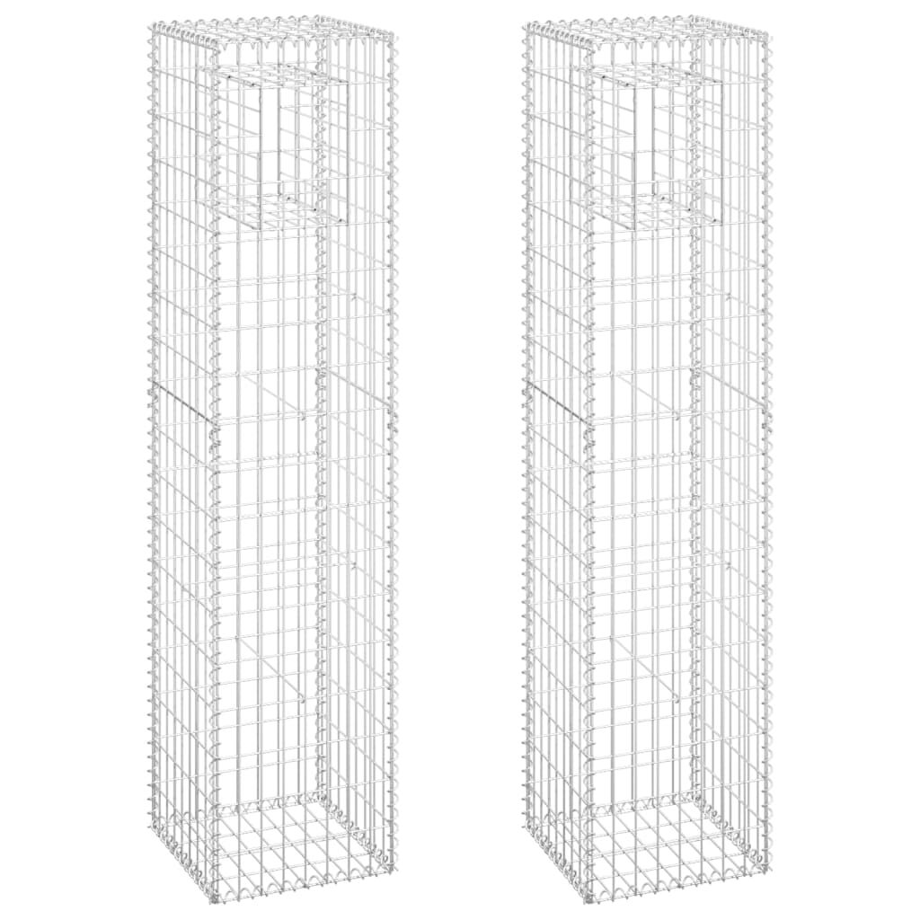 vidaXL Gabion Basket Posts 2 pcs 40x40x180 cm Iron