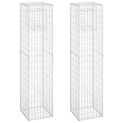 vidaXL Gabion Basket Posts 2 pcs 40x40x180 cm Iron