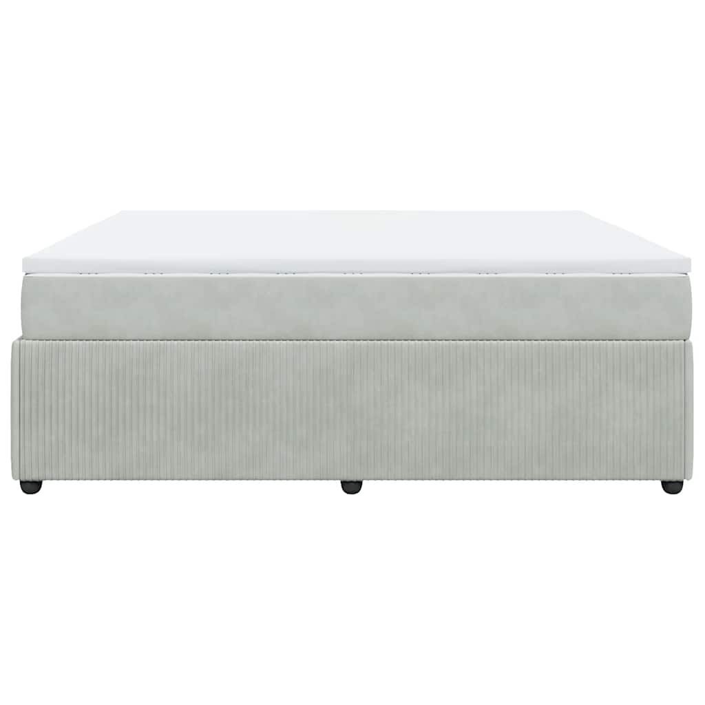 vidaXL Box Spring Bed with Mattress Light Grey King Velvet