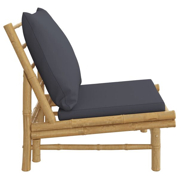 vidaXL Garden Chairs 2 pcs with Dark Grey Cushions Bamboo