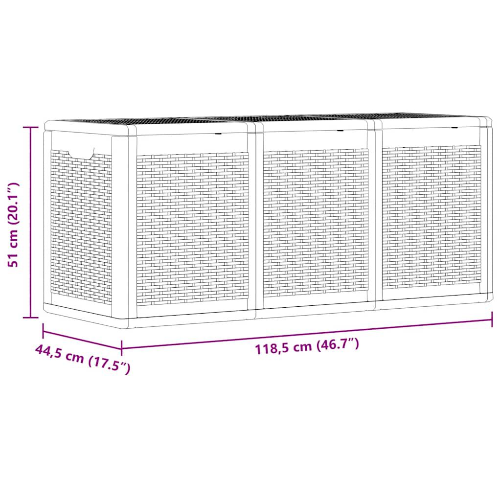 vidaXL Garden Storage Box 270L Black PP Rattan